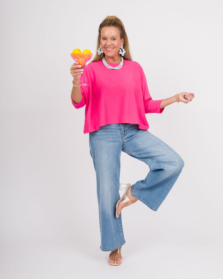 Kaira Boxy Crop Top - Fuchsia