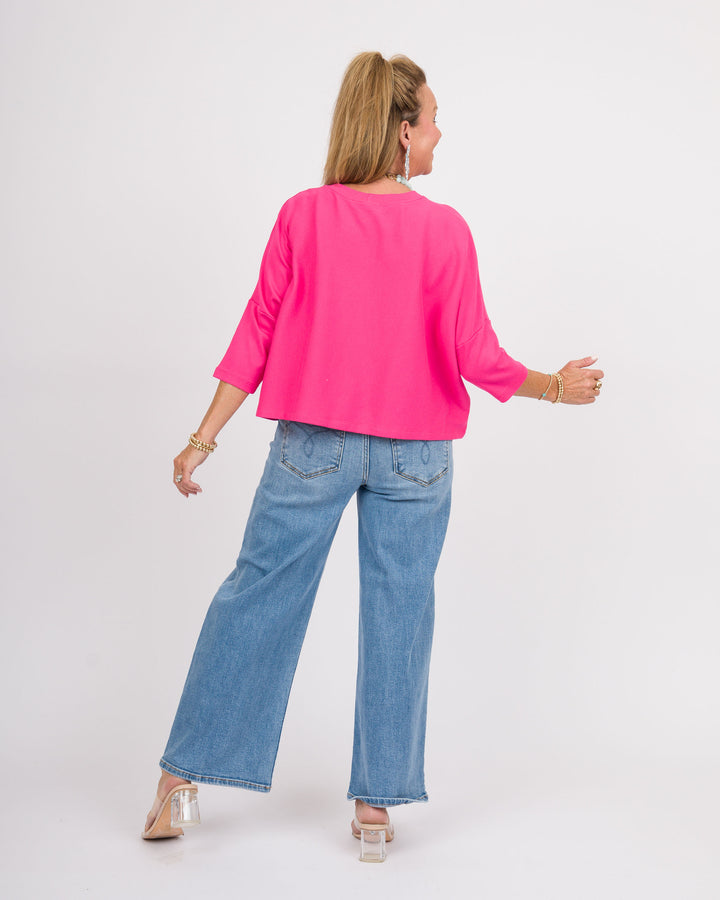 Kaira Boxy Crop Top - Fuchsia