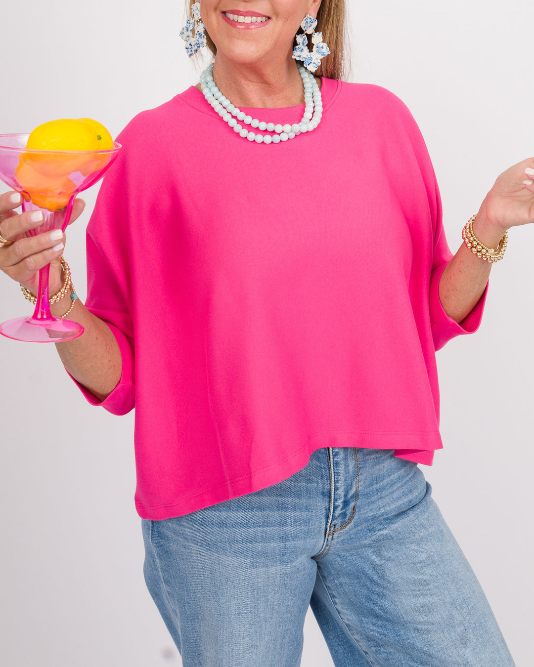 Kaira Boxy Crop Top - Fuchsia