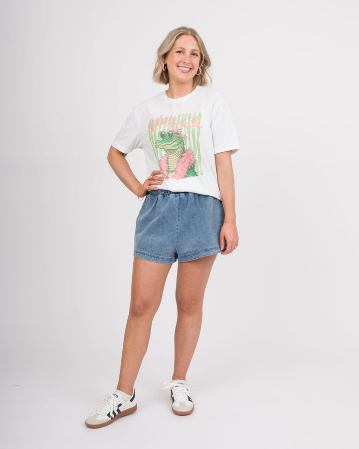 After While Crocodile Tee - White