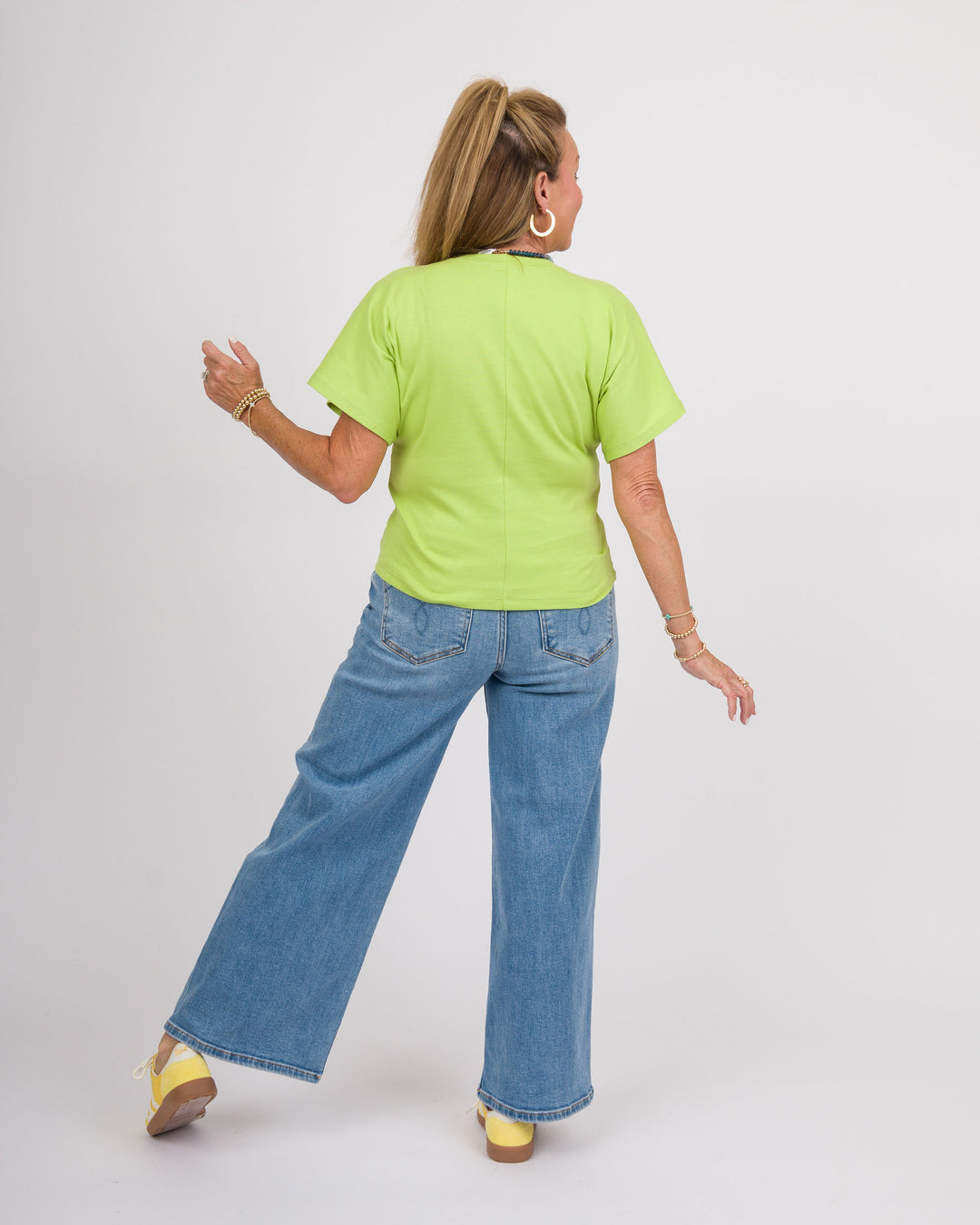 Angel Crew Neck Top - Salty Lime