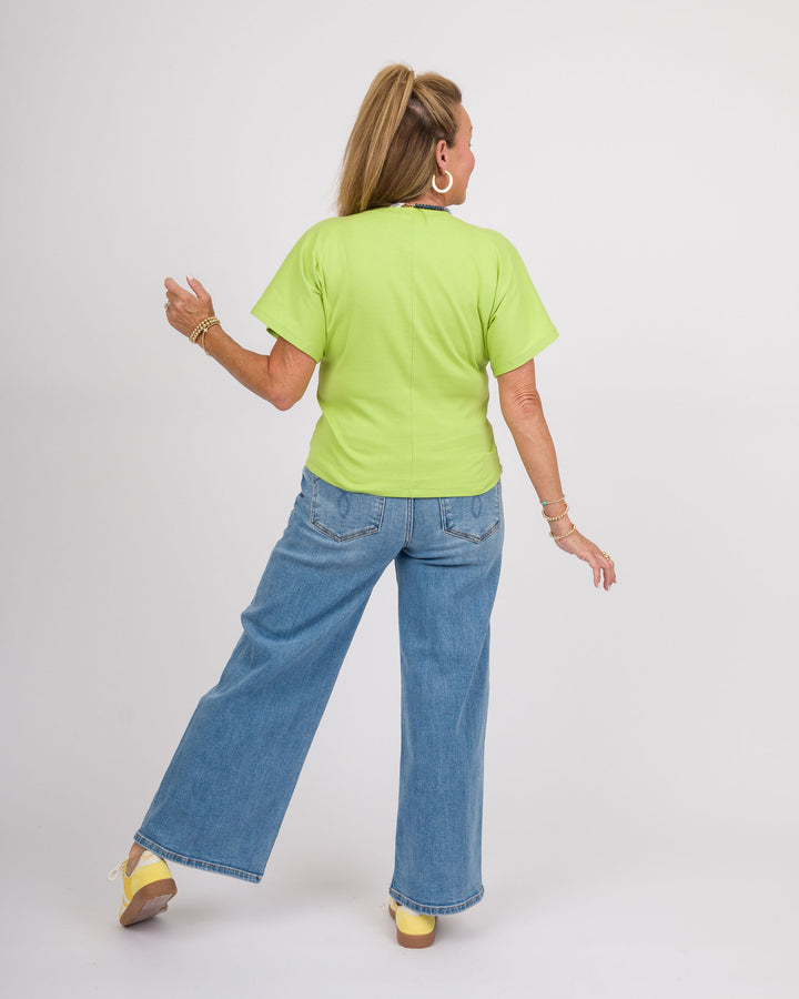 Angel Crew Neck Top - Salty Lime