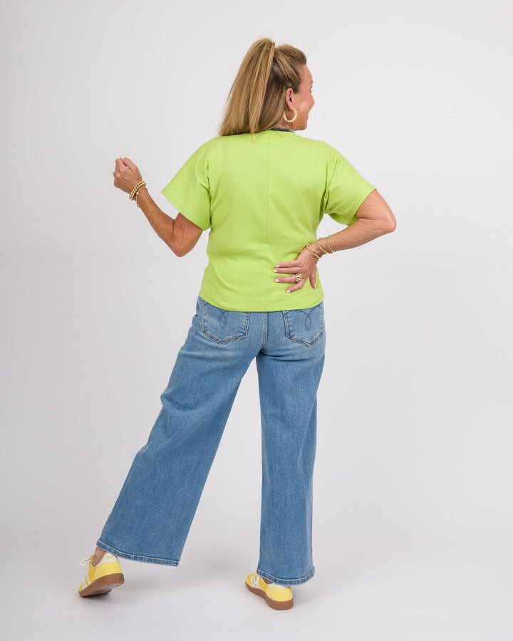 Angel Crew Neck Top - Salty Lime