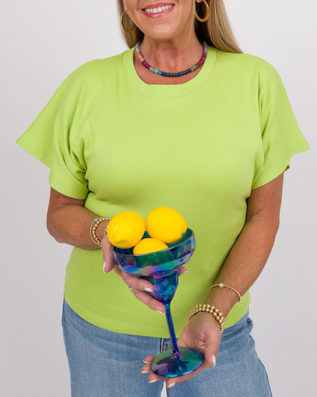 Angel Crew Neck Top - Salty Lime