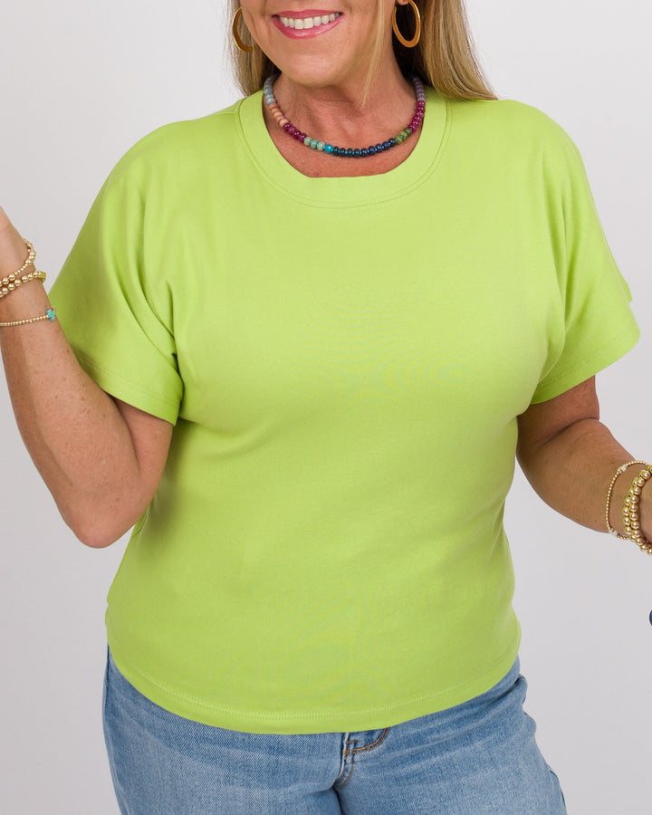 Angel Crew Neck Top - Salty Lime