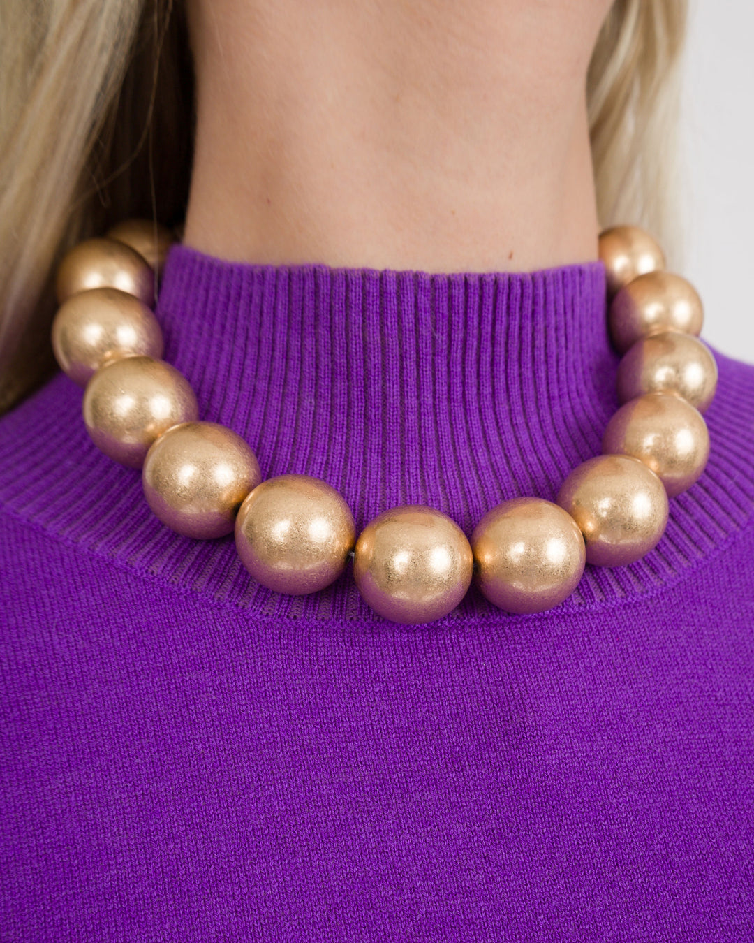 25mm Ball Magnetic Necklace - Brushed Gold Metallic