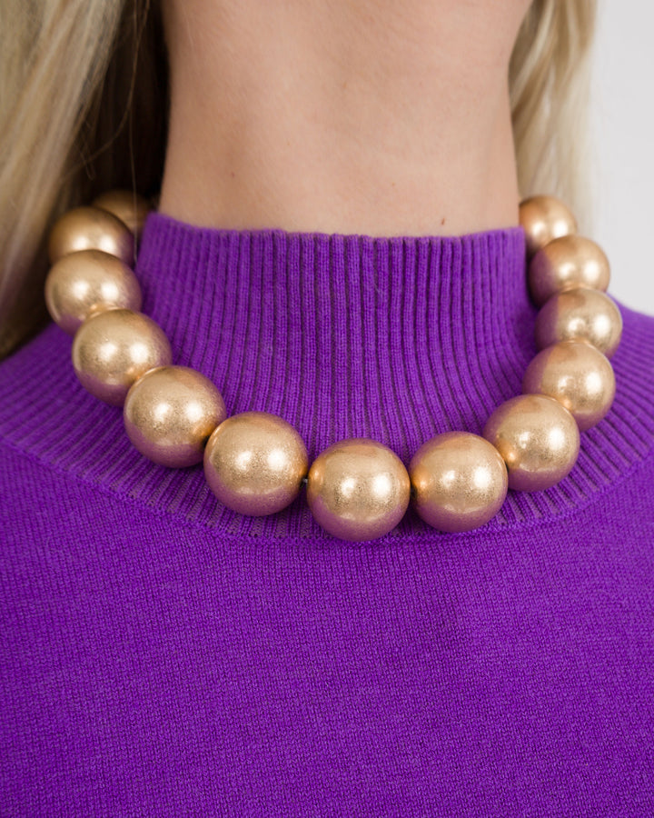 25mm Ball Magnetic Necklace - Brushed Gold Metallic