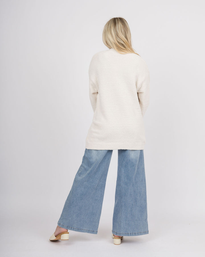 Solid Marshmallow 28" Button Cardigan Sweater - Almond-Final Sale