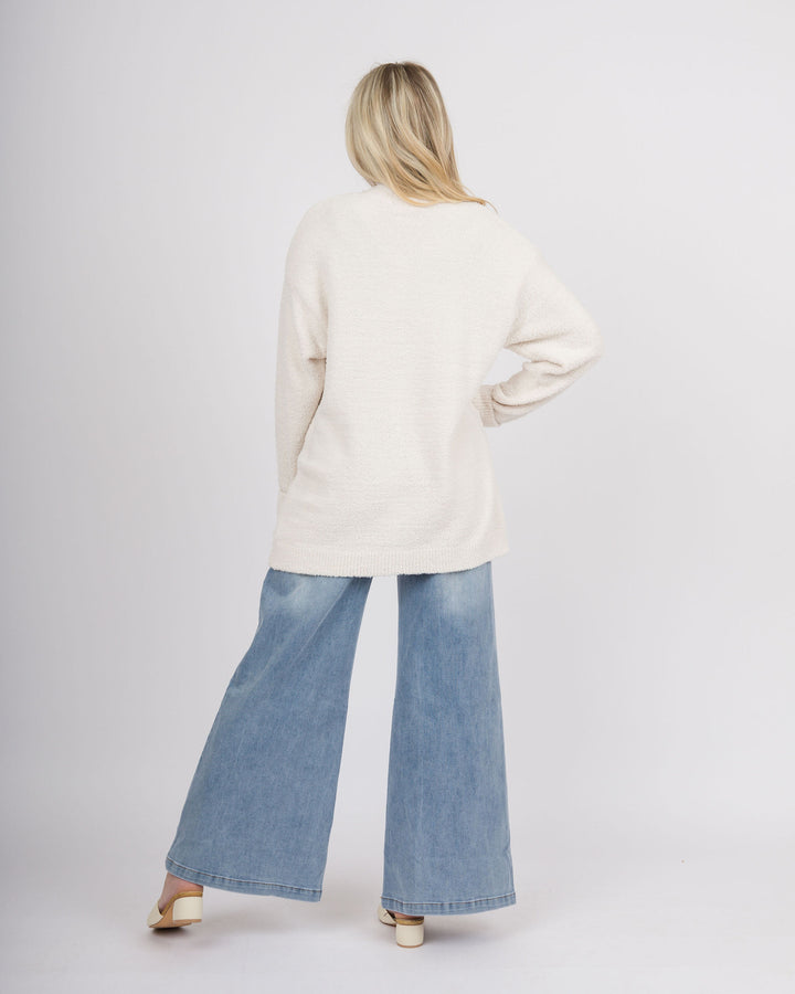 Solid Marshmallow 28" Button Cardigan Sweater - Almond-Final Sale