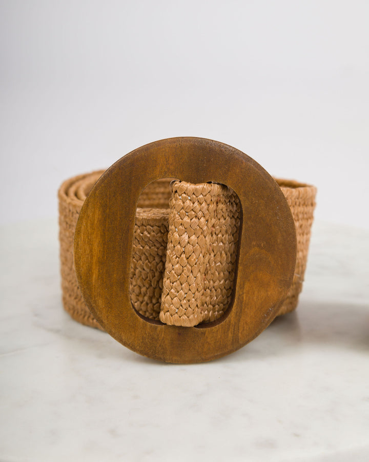 Straw Fashion Belt - Tan