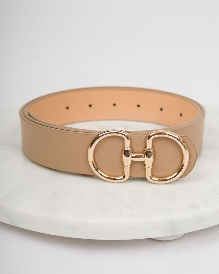 Leather Belt Gold Buckle - Tan