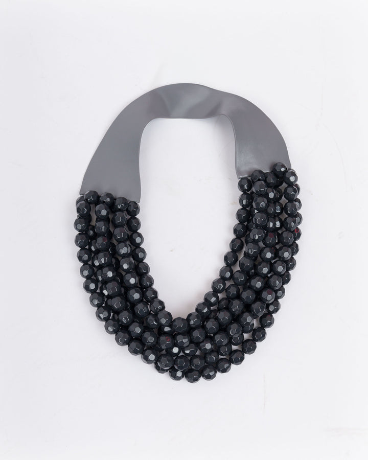 Faceted Marble Magnetic Necklace Black