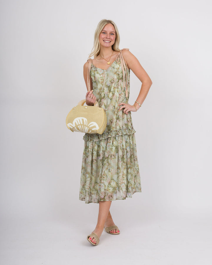 Moss Floral Midi Babydoll Dress