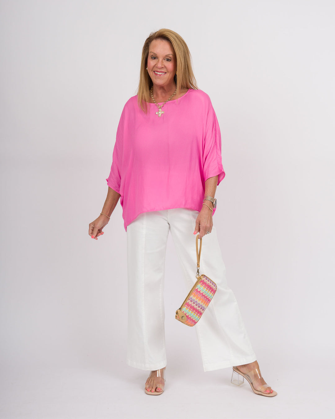Bubble Pink 3/4 Sleeve Blouse