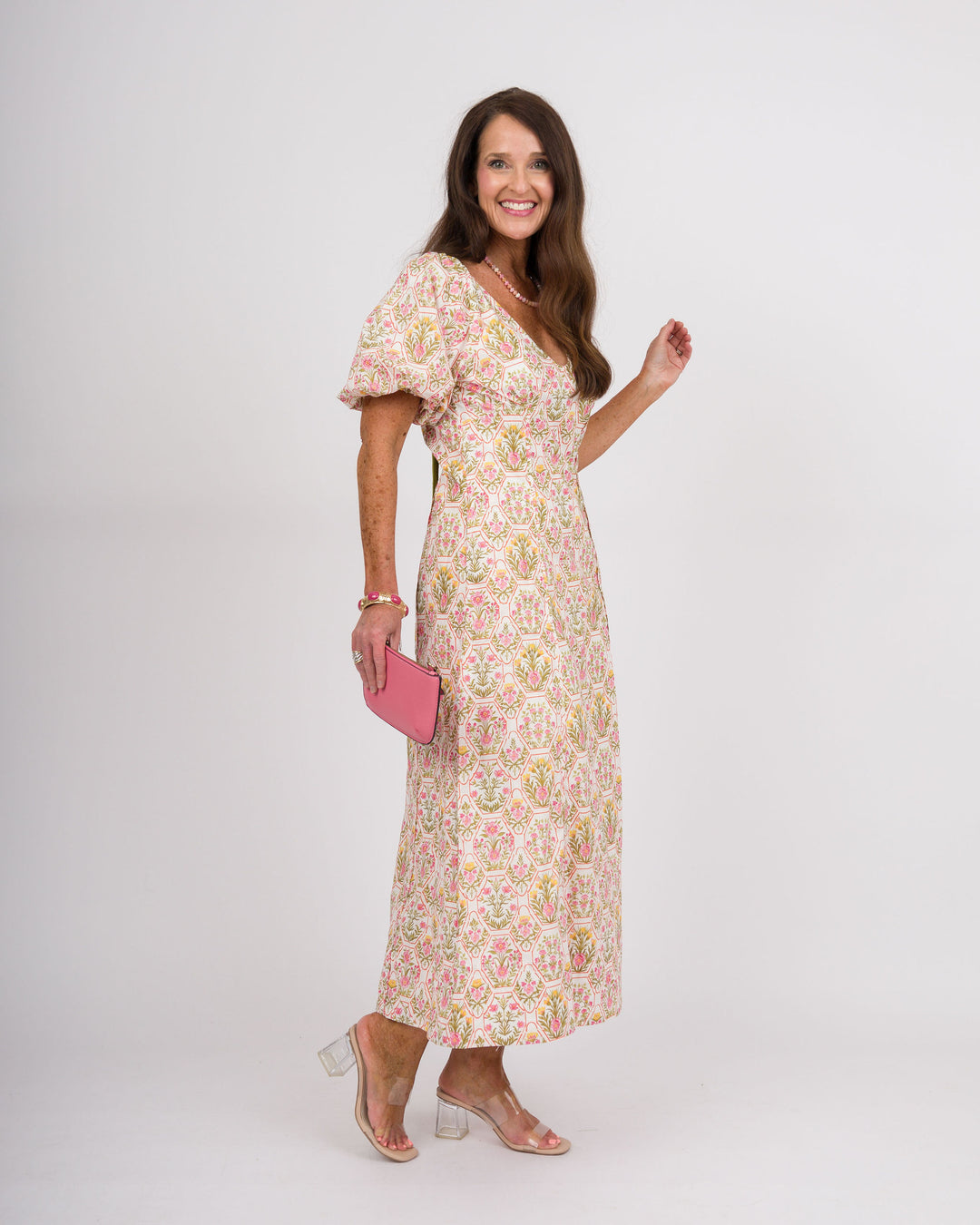 Ivory Floral Tie Back Dress