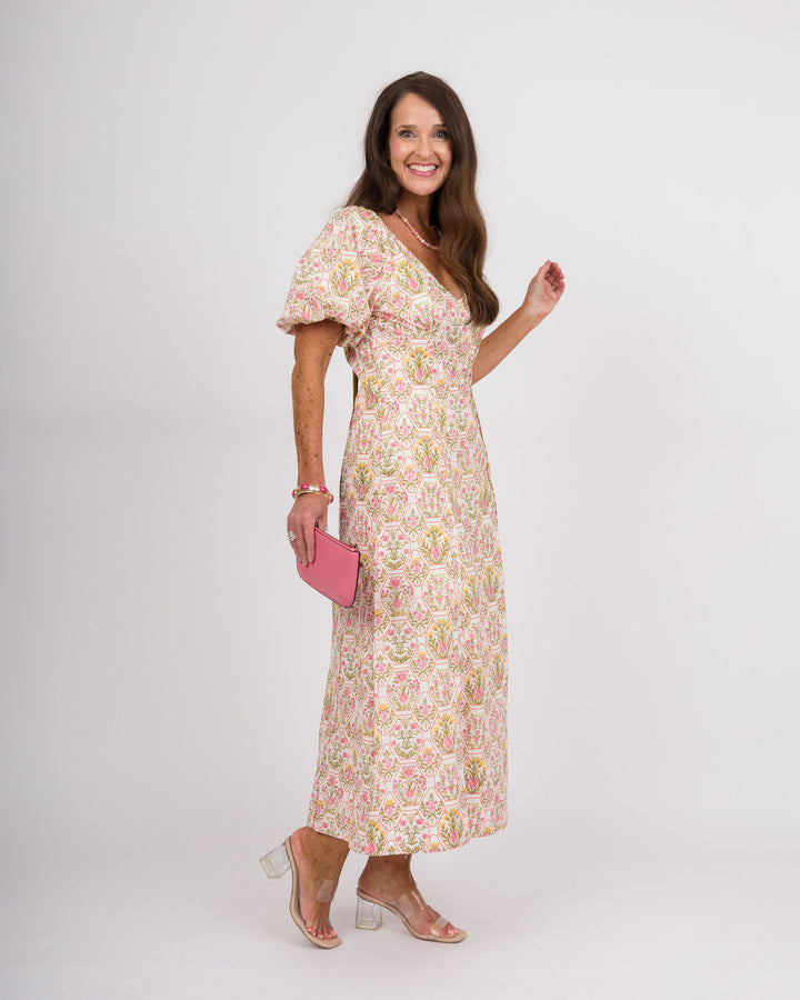 Ivory Floral Tie Back Dress