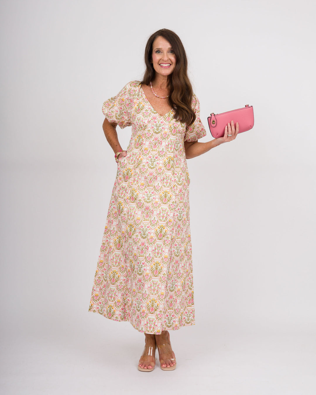 Ivory Floral Tie Back Dress