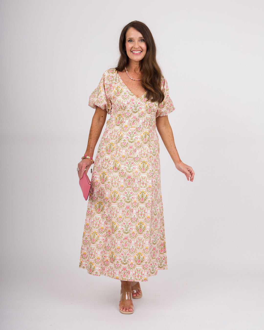 Ivory Floral Tie Back Dress