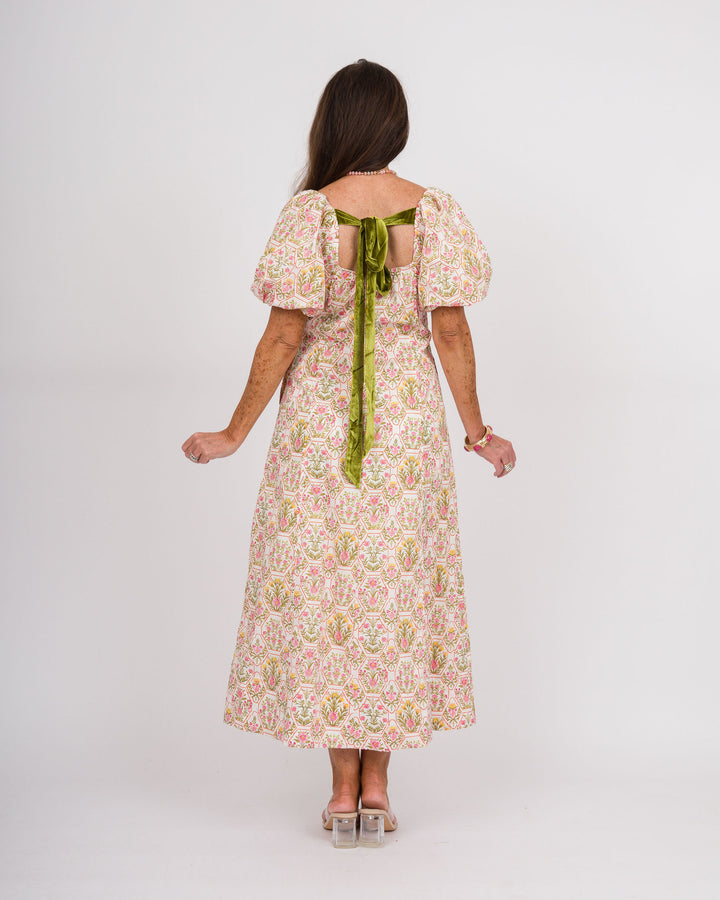 Ivory Floral Tie Back Dress