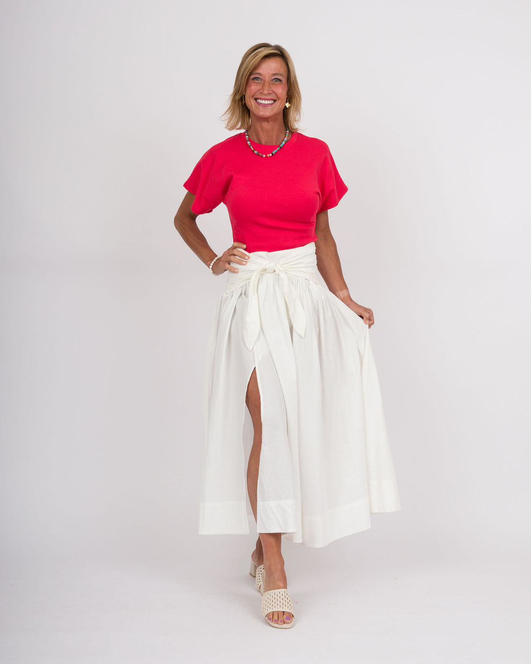 Maxi Skirt with Tie Waist - Off-White