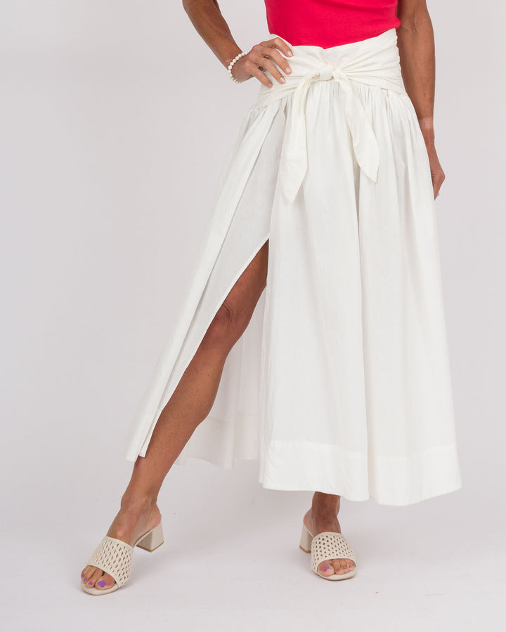 Maxi Skirt with Tie Waist - Off-White