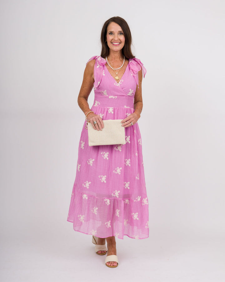 Pink Dress with Cream Embroidery