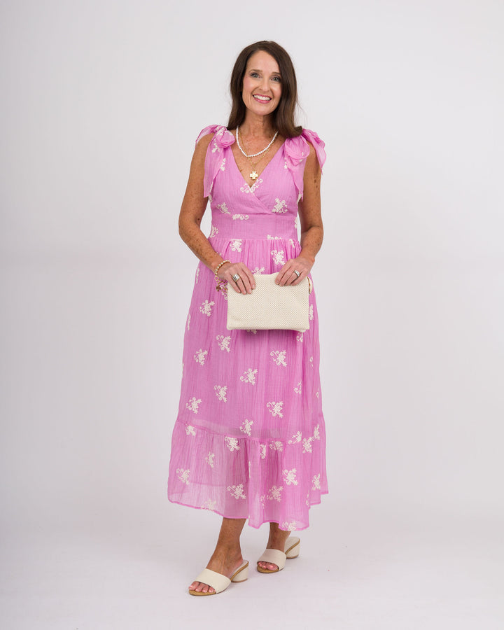 Pink Dress with Cream Embroidery