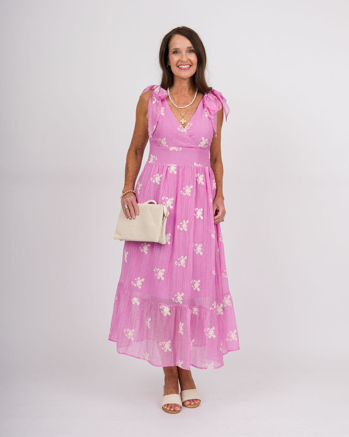 Pink Dress with Cream Embroidery