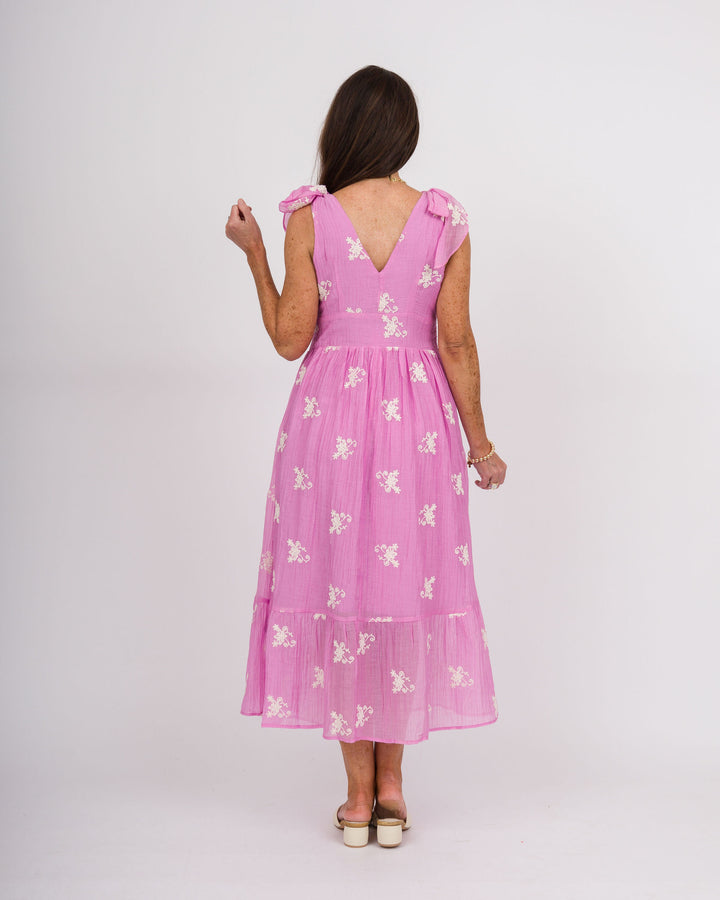 Pink Dress with Cream Embroidery