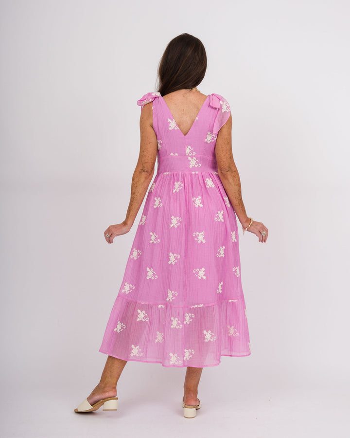 Pink Dress with Cream Embroidery