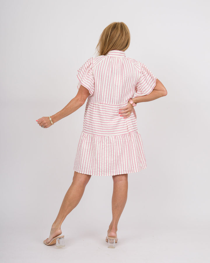 Stripe A Pose Babydoll Dress - Rose
