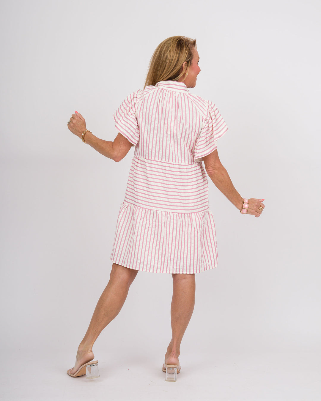 Stripe A Pose Babydoll Dress - Rose