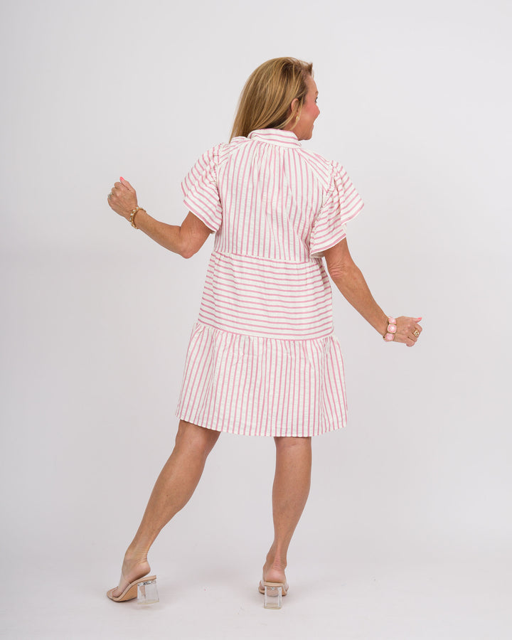 Stripe A Pose Babydoll Dress - Rose