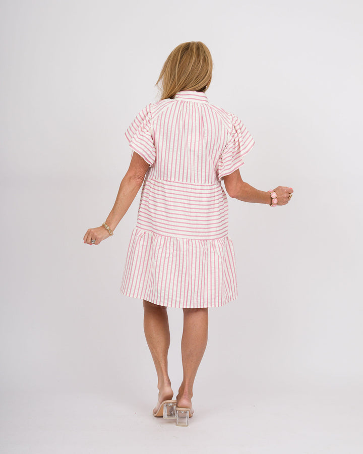 Stripe A Pose Babydoll Dress - Rose