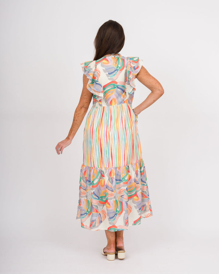 Painted Palms V-Neck Maxi Dress