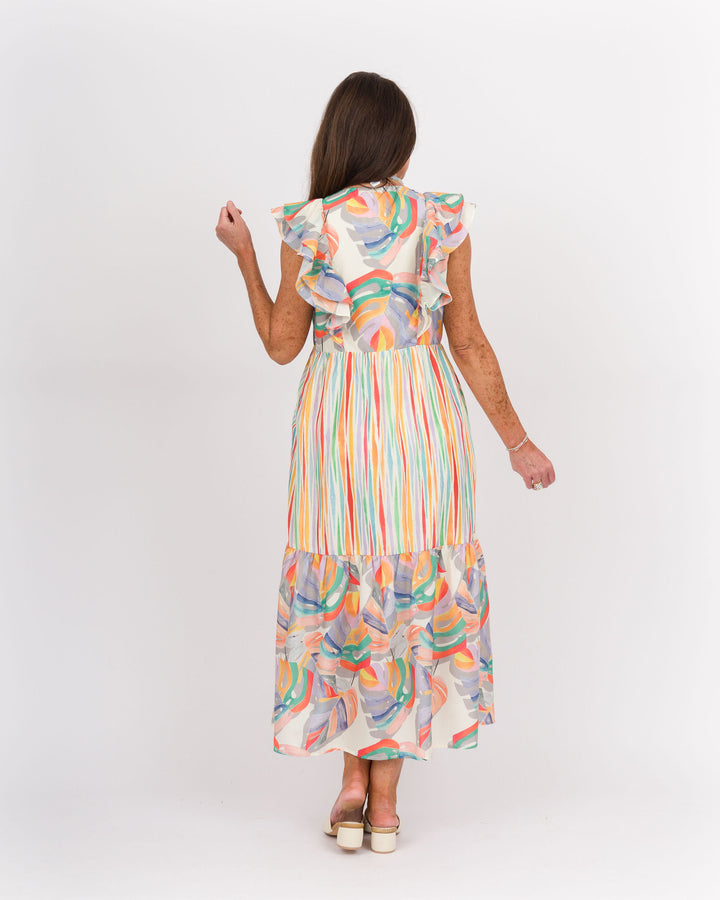 Painted Palms V-Neck Maxi Dress