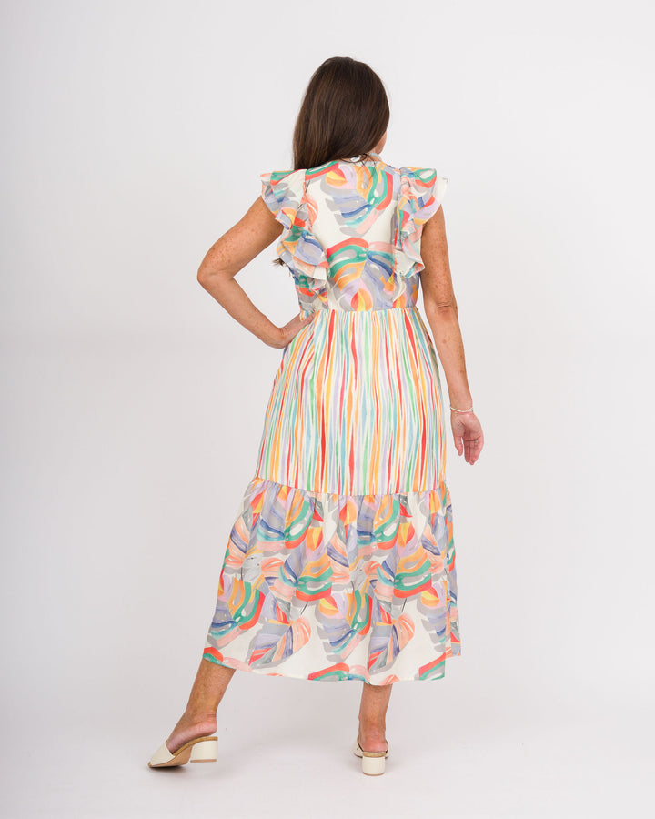 Painted Palms V-Neck Maxi Dress