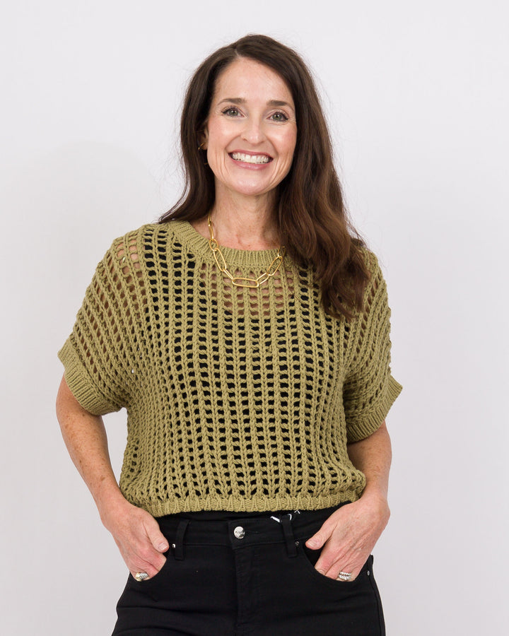 Open Weave Sweater- Dry Herb