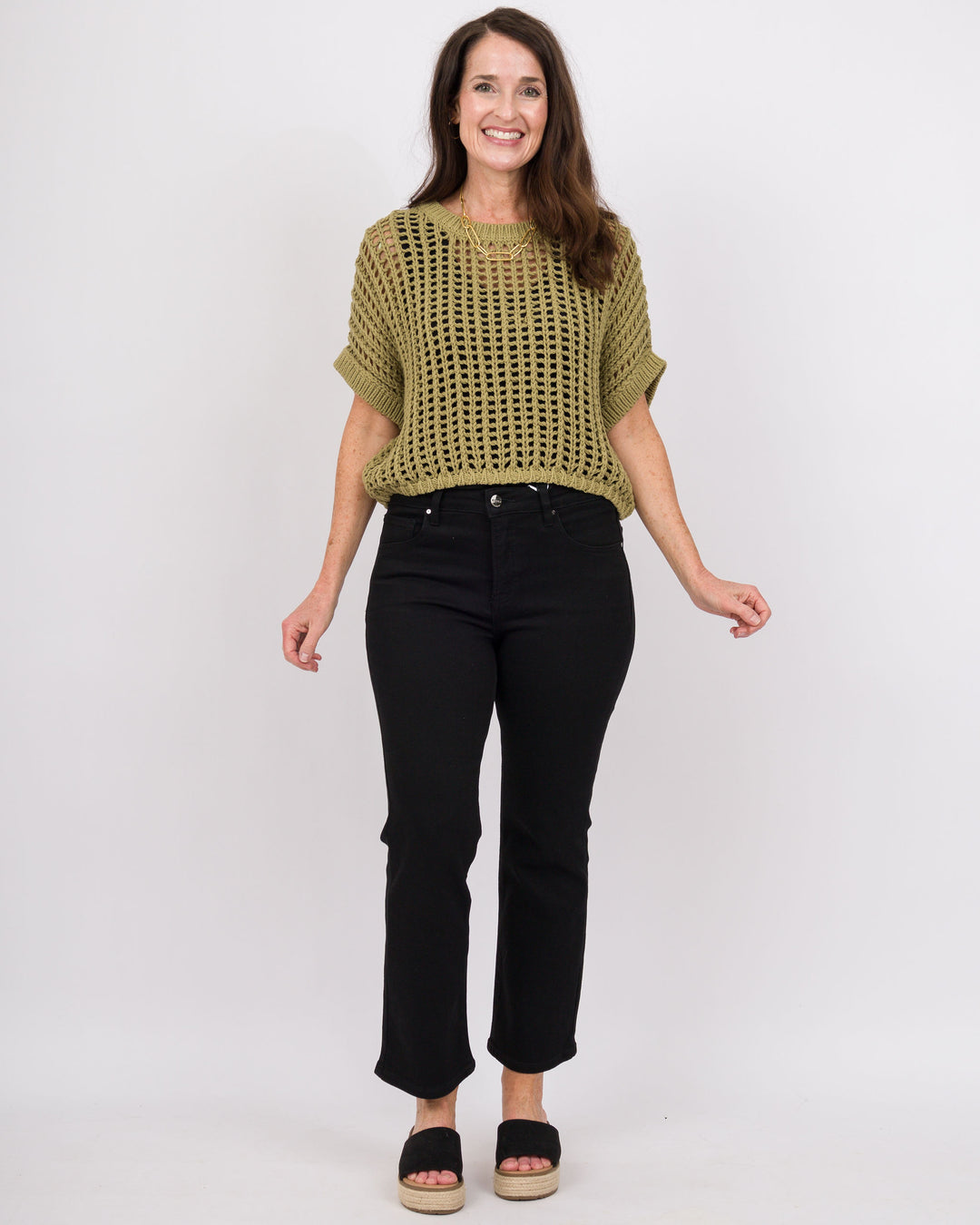 Open Weave Sweater- Dry Herb