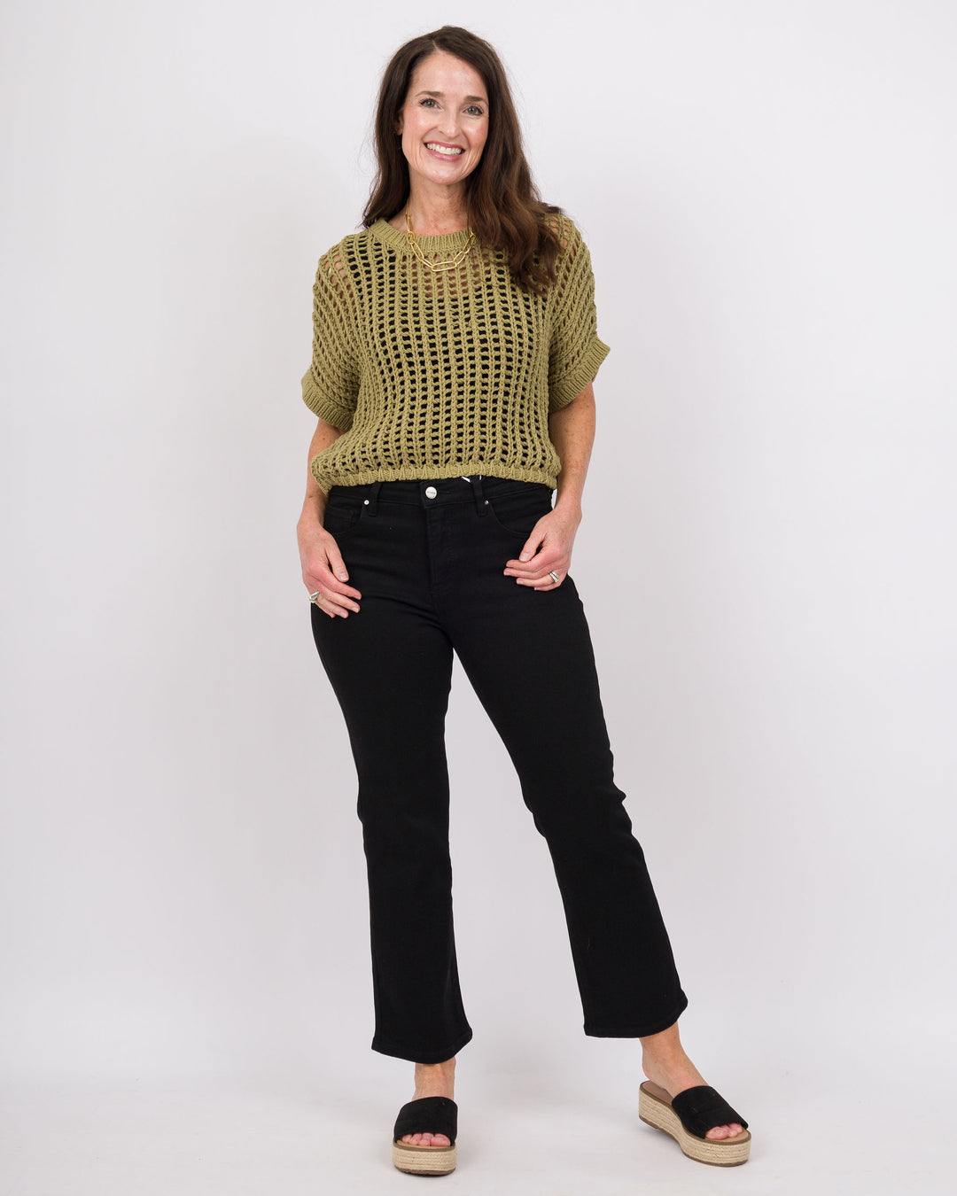 Open Weave Sweater- Dry Herb