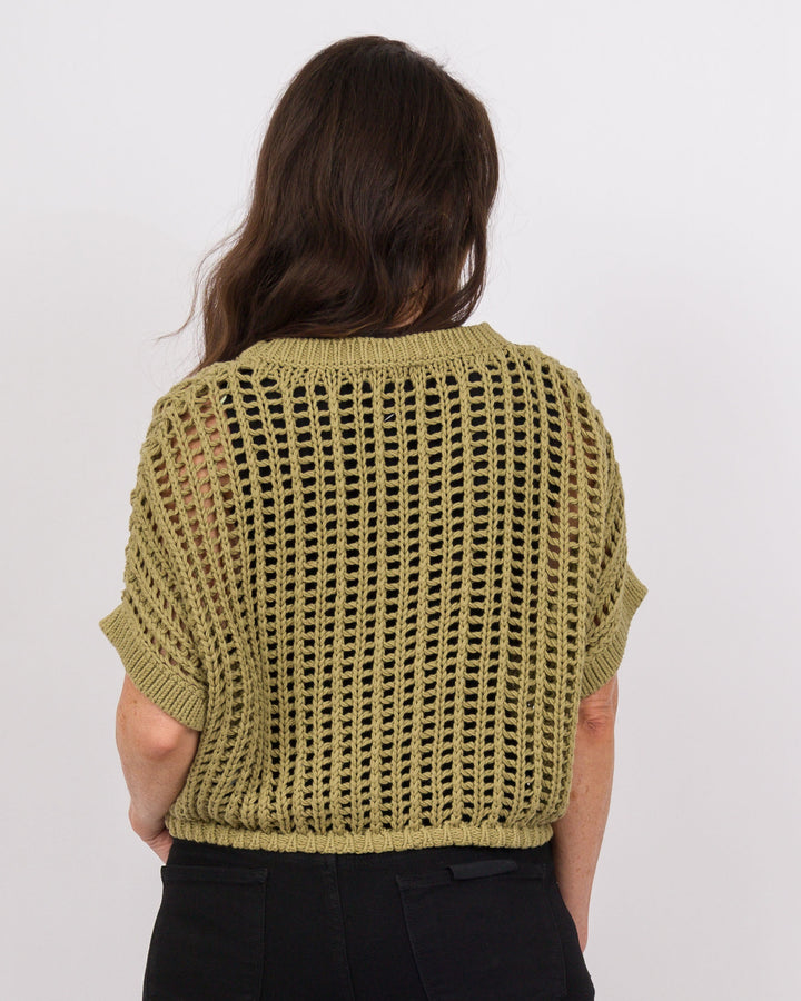 Open Weave Sweater- Dry Herb