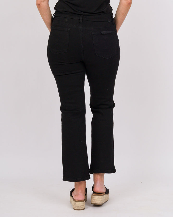 Risen Tummy Control  High Rise Crop  Straight Jeans- Black