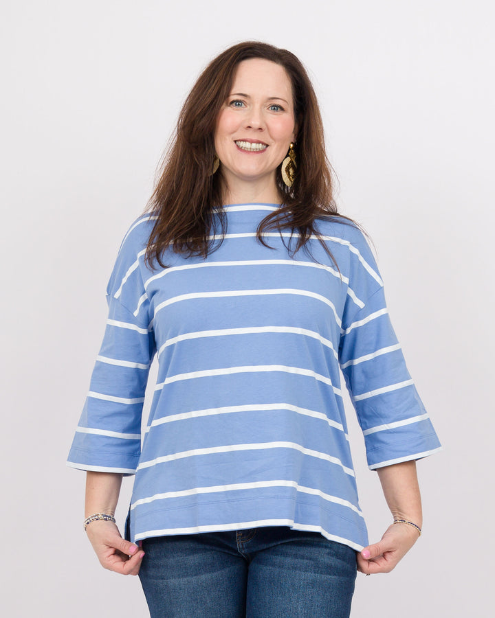 Wild Palms Boatneck Striped Tee Cannon Blue