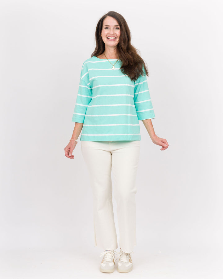 Wild Palms Boatneck Striped Tee Sea Breeze