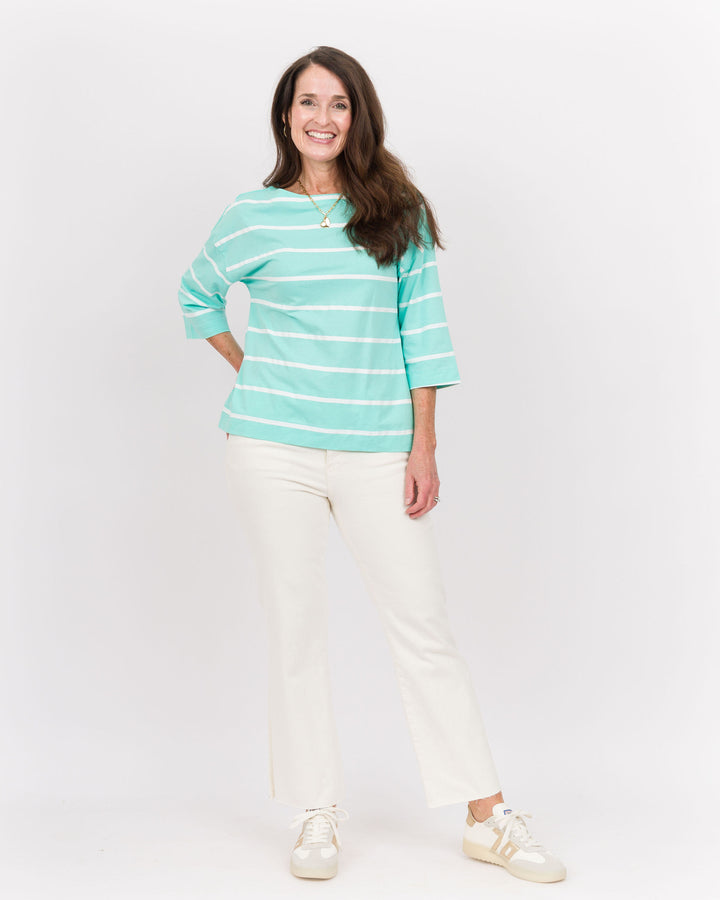 Wild Palms Boatneck Striped Tee Sea Breeze