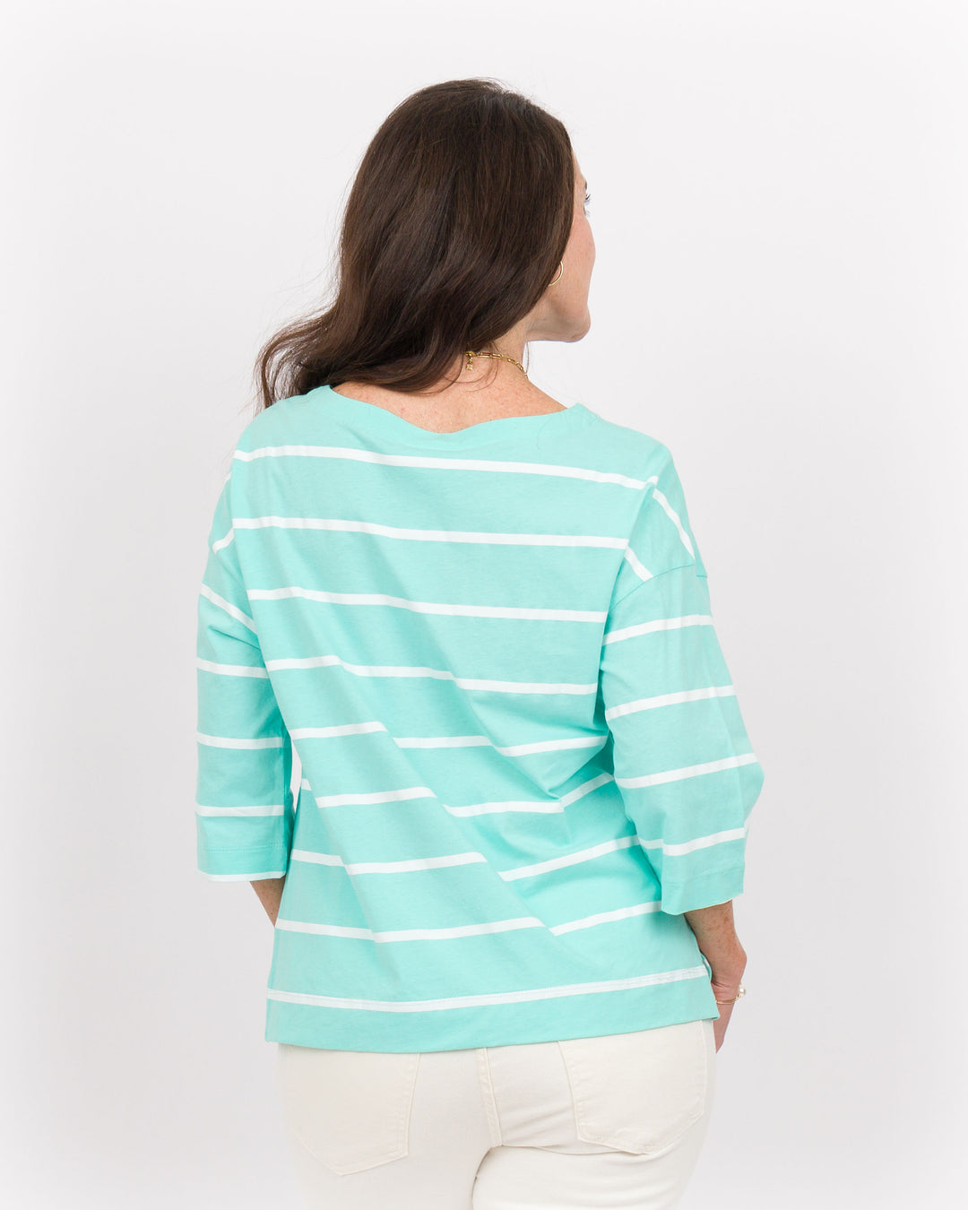 Wild Palms Boatneck Striped Tee Sea Breeze