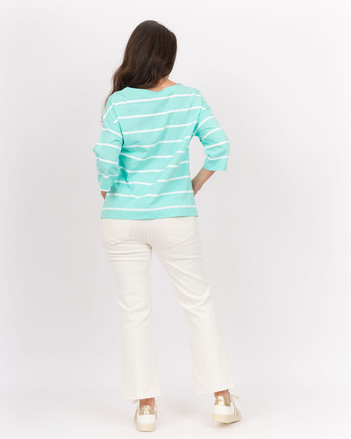 Wild Palms Boatneck Striped Tee Sea Breeze