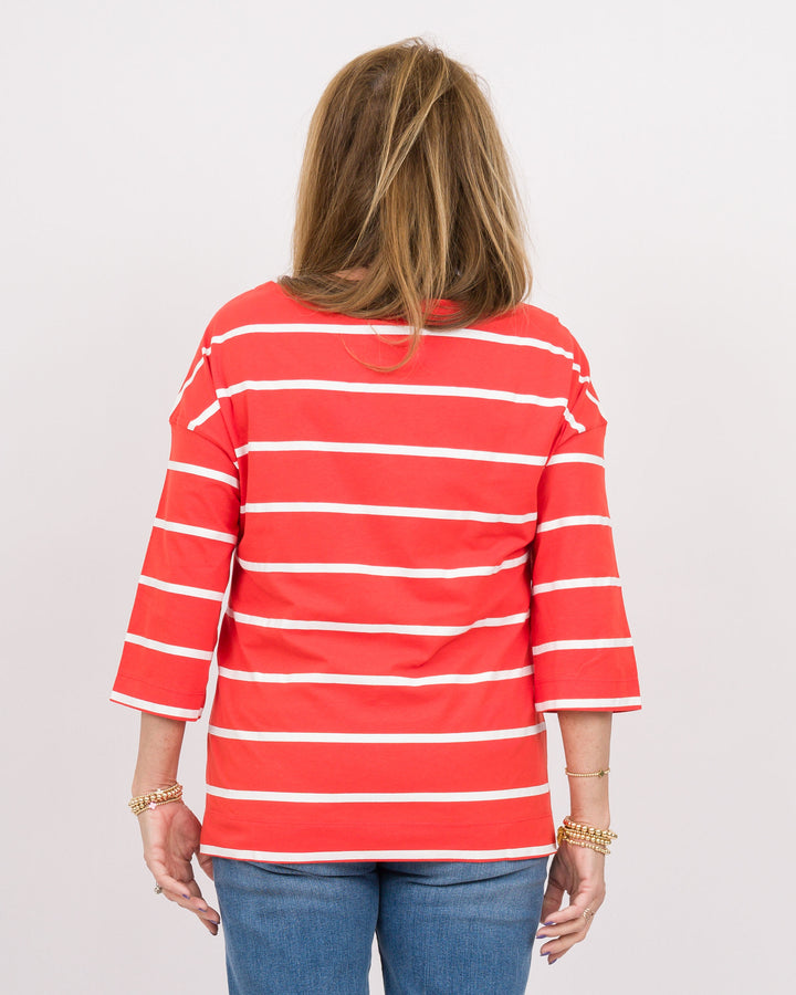 Wild Palms Boatneck Striped Tee Tangerine