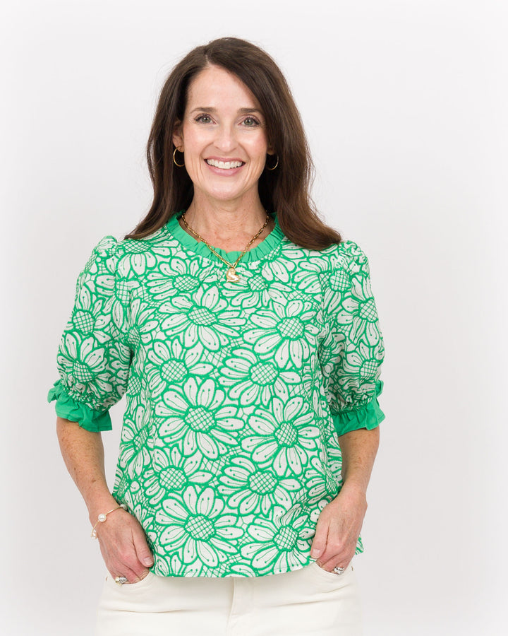 Sadie Embroidered Top-Green