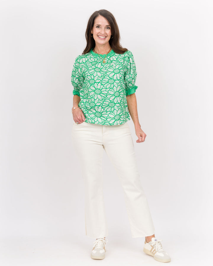 Sadie Embroidered Top-Green